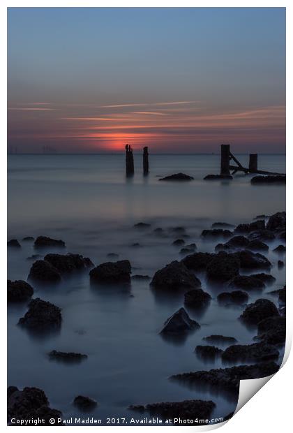 Crosby Beach after the sunset Print by Paul Madden