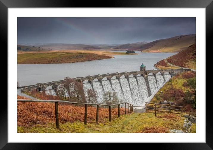 Craig Goch Snow and rainbow Framed Mounted Print by Sorcha Lewis