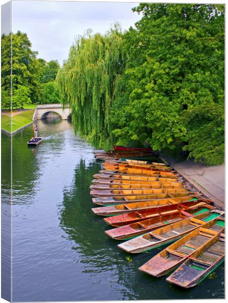 Punting On The River Cam At Cambridge Canvas Print by Darren Burroughs