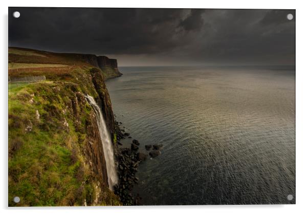Mealt waterfall and kilt rock Isle of Skye  Acrylic by Eddie John