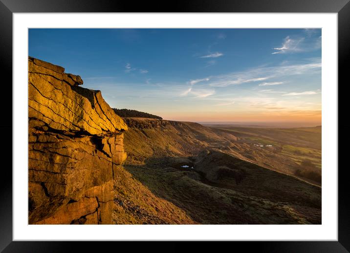 Sunset at Coombes edge, Charlesworth, Derbyshire Framed Mounted Print by Andrew Kearton