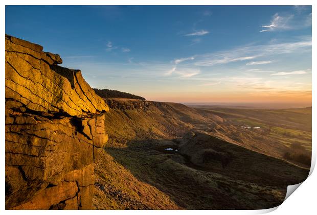 Sunset at Coombes edge, Charlesworth, Derbyshire Print by Andrew Kearton
