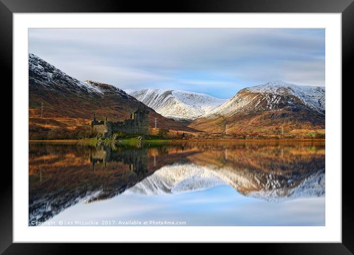 Majestic Kilchurn Castle on Loch Awe Framed Mounted Print by Les McLuckie