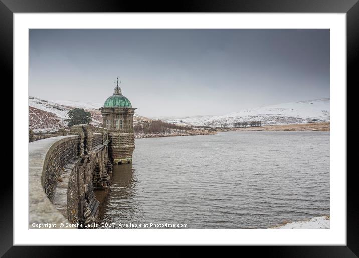 Craig Goch in the snow Framed Mounted Print by Sorcha Lewis