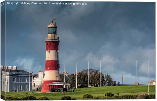 Smeatons Tower, Plymouth Hoe Canvas Print by Mary Fletcher