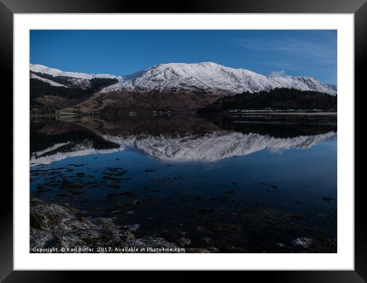 Reflections of Loch Leven and the mountains Framed Mounted Print by Karl Butler