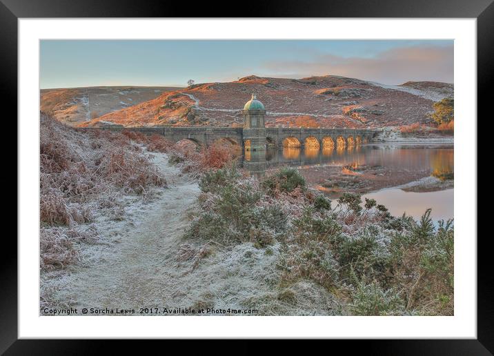 Fire and Frost, Craig Goch Dam, Elan Valley Framed Mounted Print by Sorcha Lewis