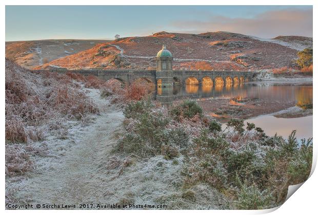 Fire and Frost, Craig Goch Dam, Elan Valley Print by Sorcha Lewis