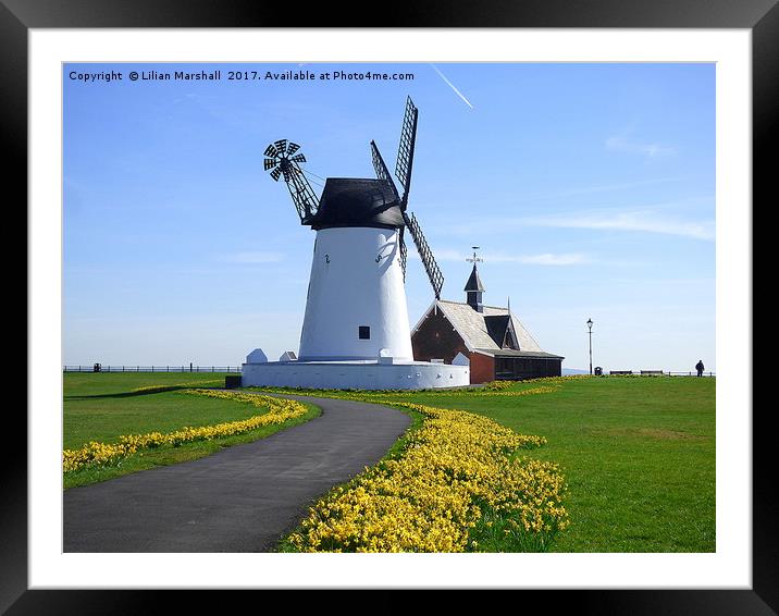 Lytham Windmill and Lifeboat Station. Framed Mounted Print by Lilian Marshall