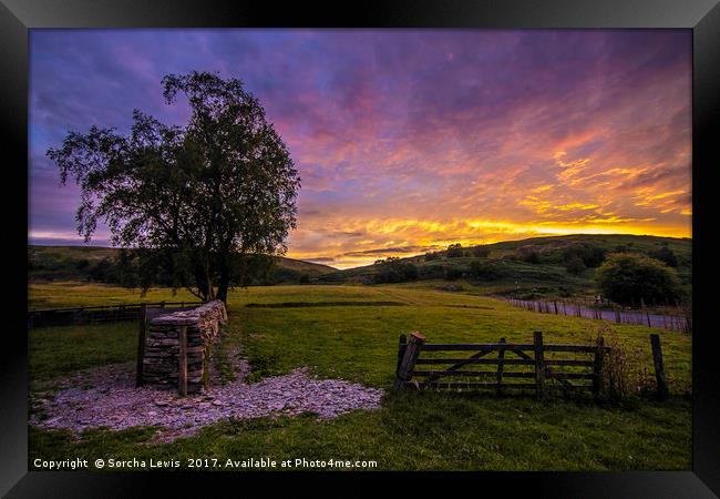 Gateway to an Elan Valley sunset Framed Print by Sorcha Lewis
