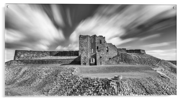 Majestic Ruins of Tynemouth Castle in Mono Acrylic by Naylor's Photography