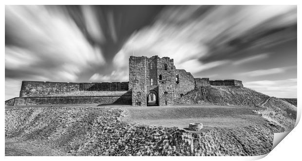 Majestic Ruins of Tynemouth Castle in Mono Print by Naylor's Photography