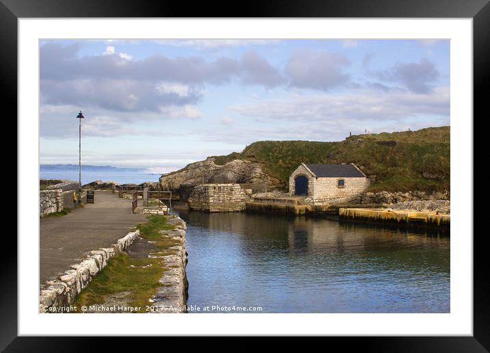 The harbor at Ballintoy in Northern Ireland Framed Mounted Print by Michael Harper