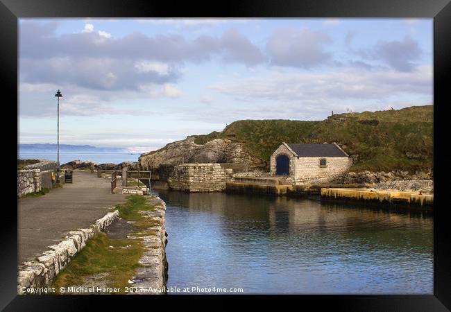 The harbor at Ballintoy in Northern Ireland Framed Print by Michael Harper