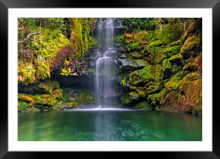the Green Waterfall Framed Mounted Print by HQ Photo