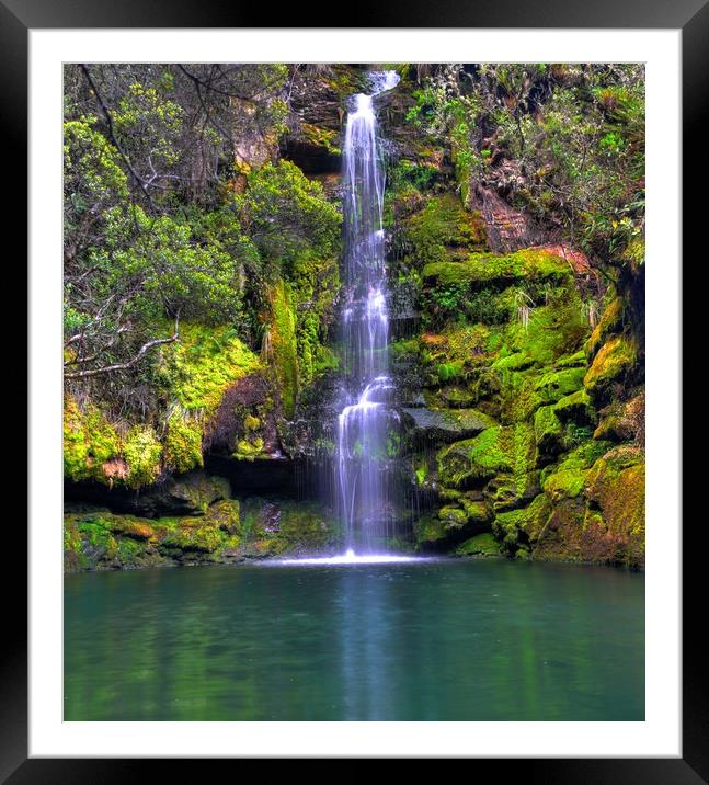 Waterfall HDR Framed Mounted Print by HQ Photo