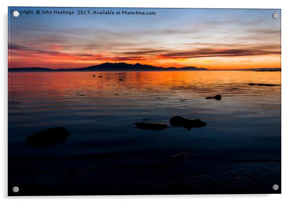 Awe-inspiring Arran Sunset Acrylic by John Hastings