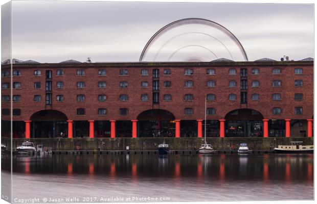 Liverpool Ferris wheel behind the Albert Dock Canvas Print by Jason Wells