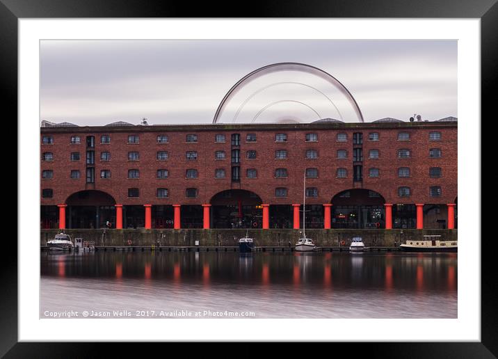 Liverpool Ferris wheel behind the Albert Dock Framed Mounted Print by Jason Wells