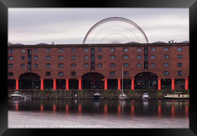 Liverpool Ferris wheel behind the Albert Dock Framed Print by Jason Wells