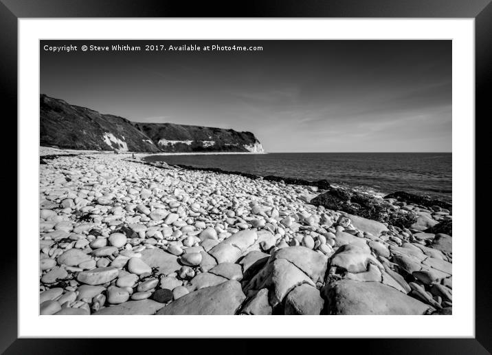 Pebble beach at Flamborough. Framed Mounted Print by Steve Whitham