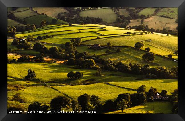 Green, green hills. Framed Print by Laura Kenny