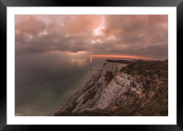 Beachy Head Sunsetting Directly behind the lightho Framed Mounted Print by Daniel Frederick