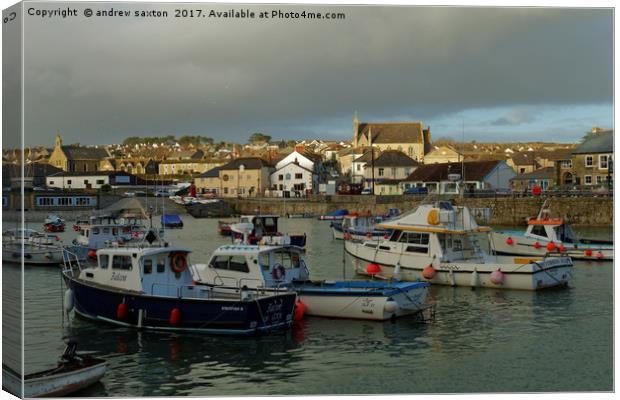 PORTHLEVEN HARBOUR  Canvas Print by andrew saxton