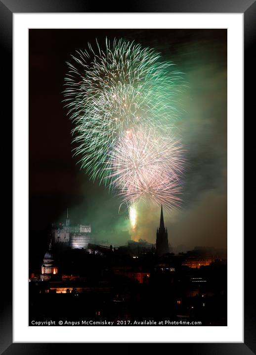 Edinburgh Festival Fireworks from Salisbury Crags Framed Mounted Print by Angus McComiskey