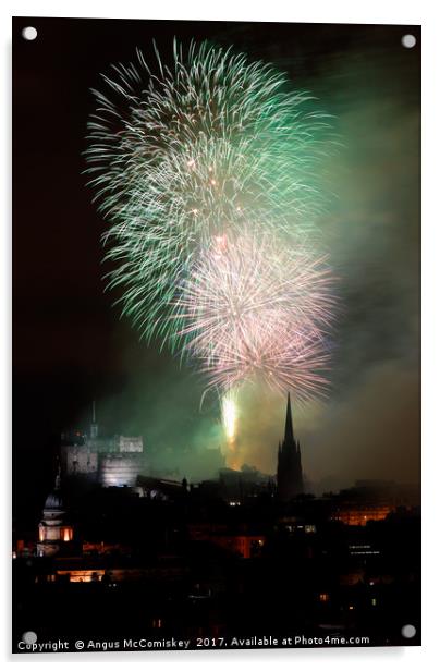 Edinburgh Festival Fireworks from Salisbury Crags Acrylic by Angus McComiskey
