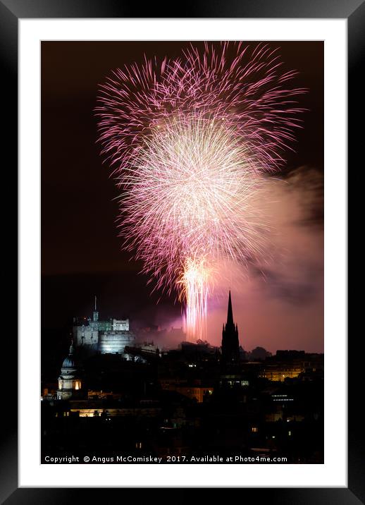 Edinburgh Festival Fireworks from Salisbury Crags Framed Mounted Print by Angus McComiskey