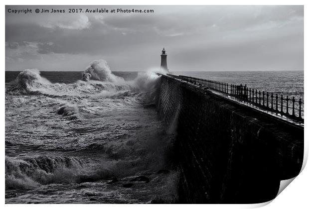 Stormy weather at Tynemouth Print by Jim Jones
