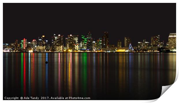 San Diego Skyline Print by Ade Tandy
