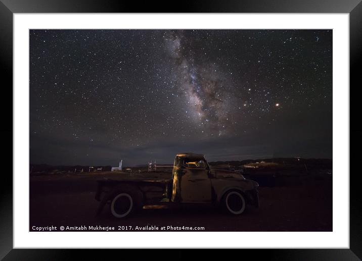 Abandoned truck and the milky way Framed Mounted Print by Amitabh Mukherjee