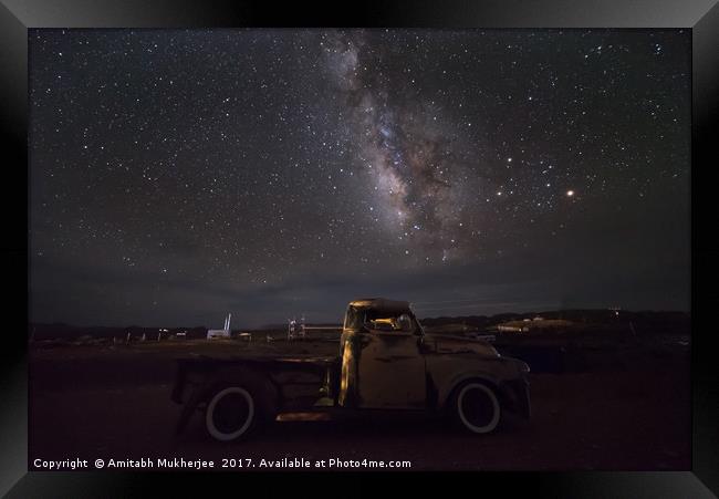 Abandoned truck and the milky way Framed Print by Amitabh Mukherjee