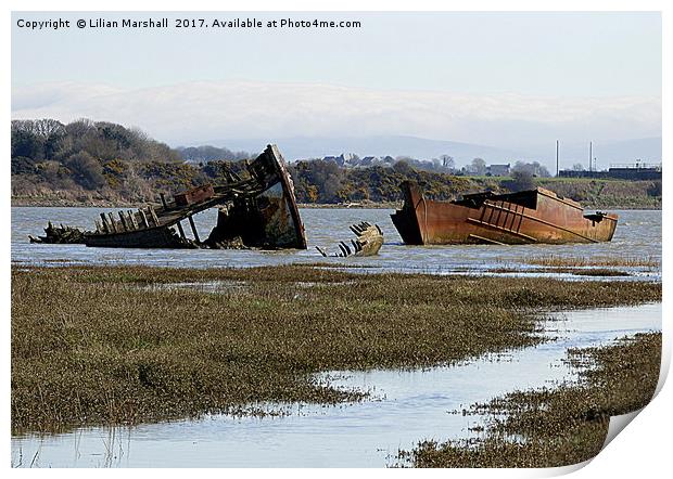 Decommissioned Trawlers on Fleetwood Marsh. Print by Lilian Marshall