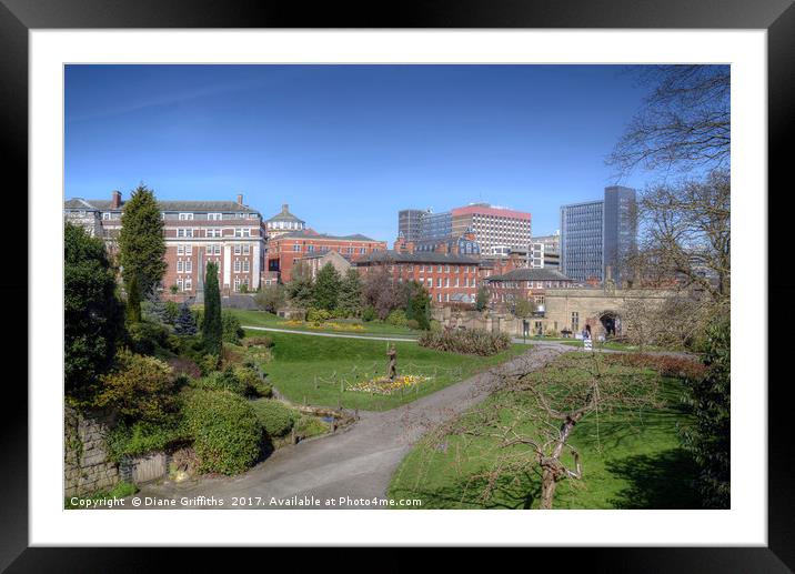 Nottingham Castle Grounds Framed Mounted Print by Diane Griffiths