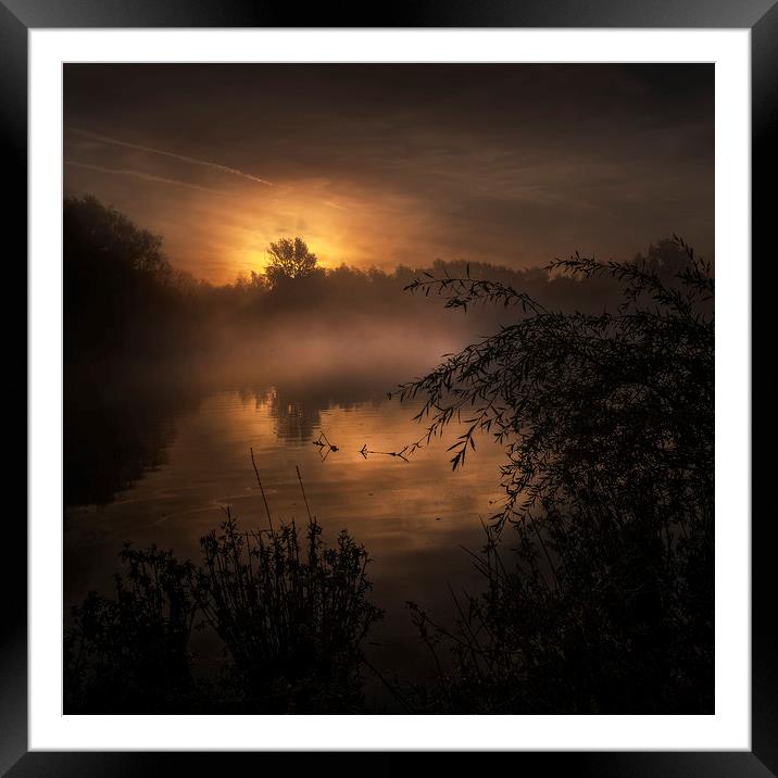 Sunrise over small pond Framed Mounted Print by Nick Lukey
