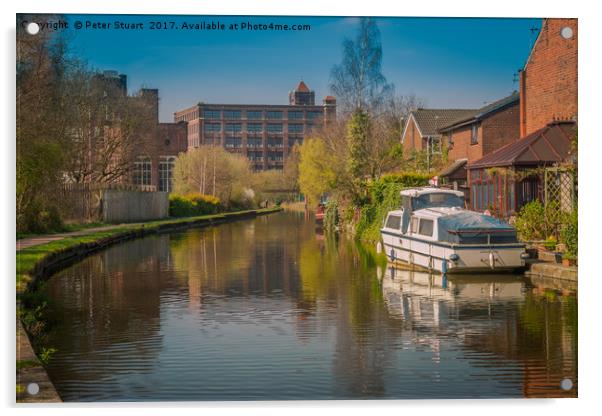 Leeds Liverpool canal at Leigh Acrylic by Peter Stuart