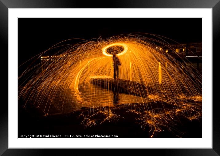 Wire Wool Spinning   Framed Mounted Print by David Chennell
