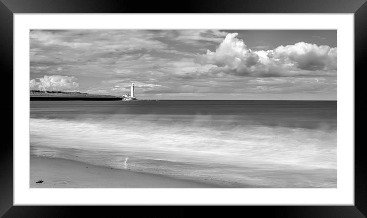 St Mary from the beach in mono Framed Mounted Print by Naylor's Photography