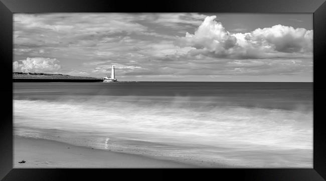 St Mary from the beach in mono Framed Print by Naylor's Photography