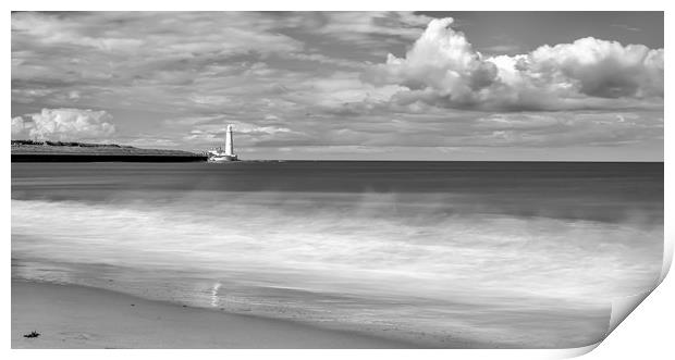 St Mary from the beach in mono Print by Naylor's Photography