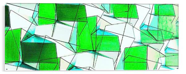Glorious Green Boxes Acrylic by Beryl Curran
