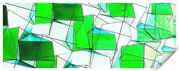 Glorious Green Boxes Print by Beryl Curran
