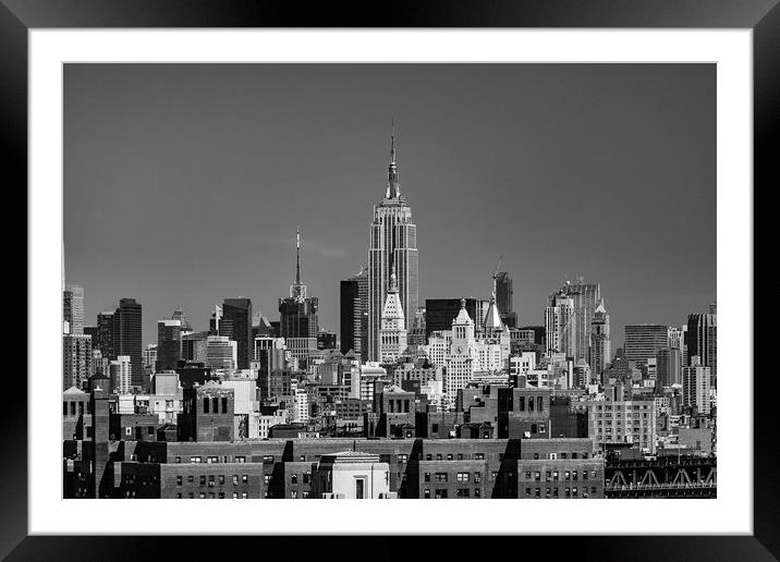 Empire State Building From Brooklyn Bridge Framed Mounted Print by John Hall