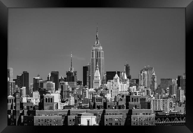 Empire State Building From Brooklyn Bridge Framed Print by John Hall