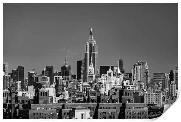 Empire State Building From Brooklyn Bridge Print by John Hall