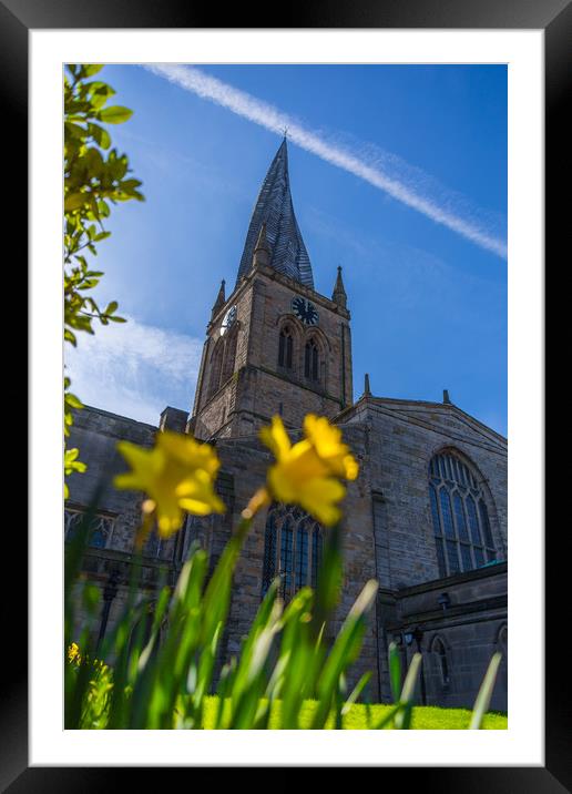 The Crooked Spire in Spring Framed Mounted Print by Mike Roberts