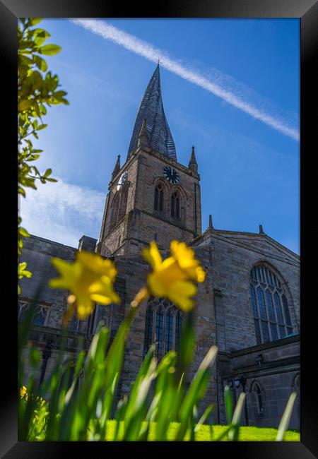 The Crooked Spire in Spring Framed Print by Mike Roberts